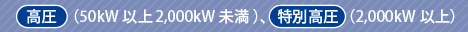 高圧（50kW以上2,000kW未満）、特別高圧（2,000kW以上）