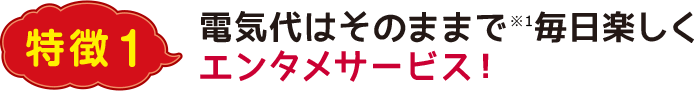 特徴1 電気代はそのままで※1毎日楽しくエンタメサービス！